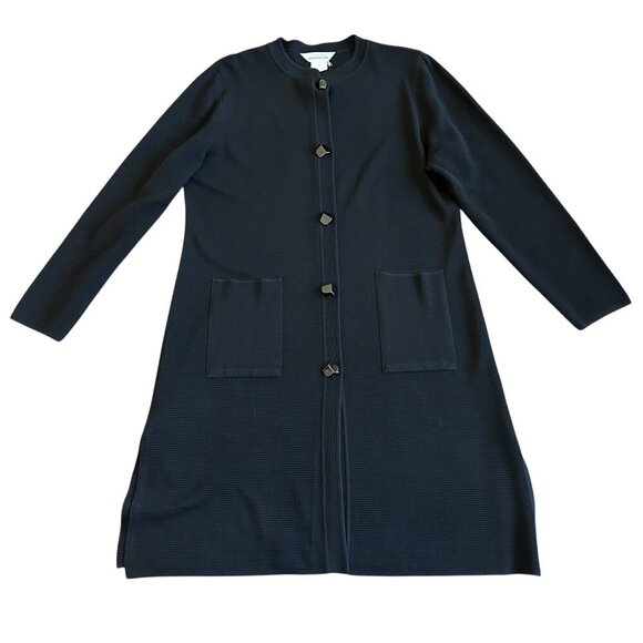 Exclusively Misook Long Length Black Cardigan Sweater Button-Down Stretch Medium - Picture 1 of 11